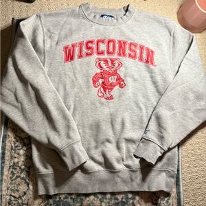 Blue 84 Gray and Red Wisconsin Crewneck Sweater